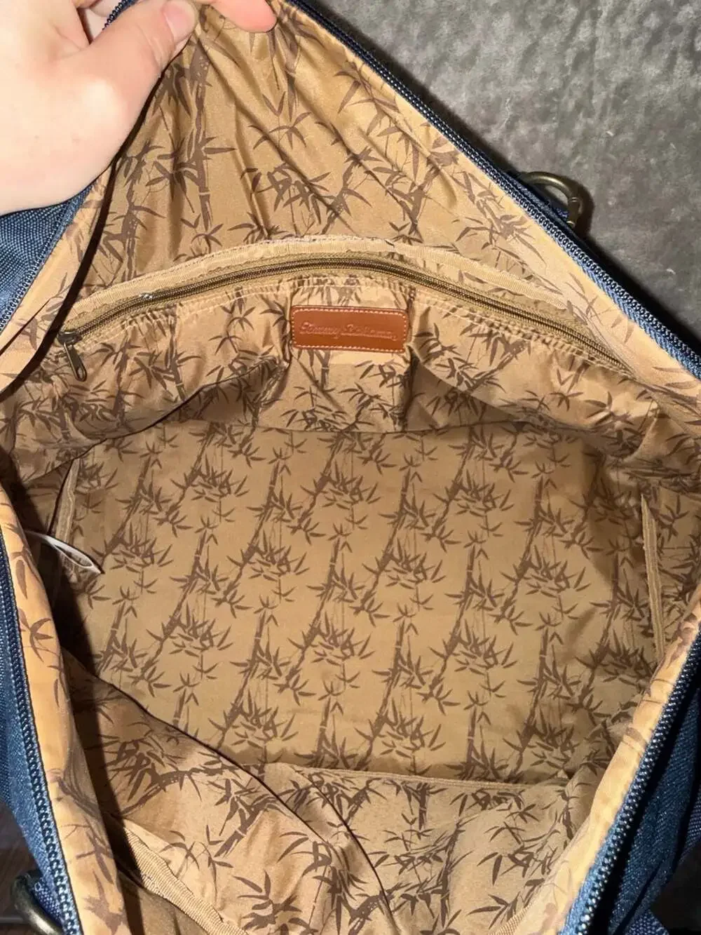 Tommy Bahama Navy Blue Canvas Weekender Duffel Travel Bag